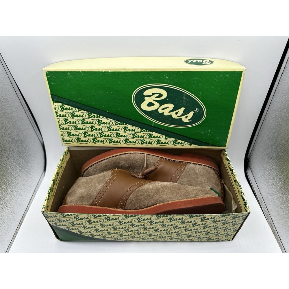 Bass Saddle Shoes Mens‎ 9M Tan Suede Brown Leather Lace Up Oxford Shoes Box